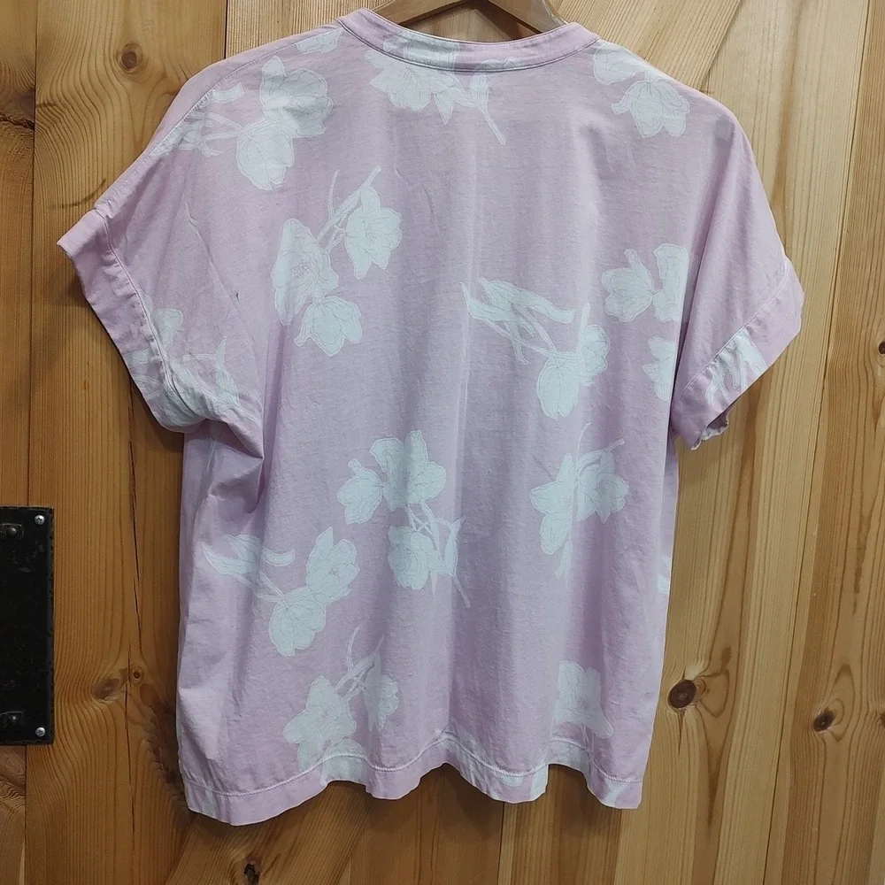 Natori Pink Floral Lounge Top Womens L Soft Knit Pajama Blouse Casual Sleepwear‎